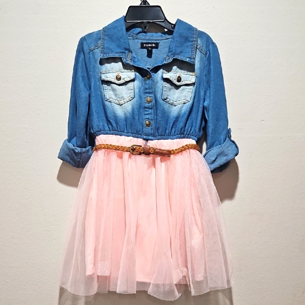 Zunie Denim and Pink Tulle Dress size 5